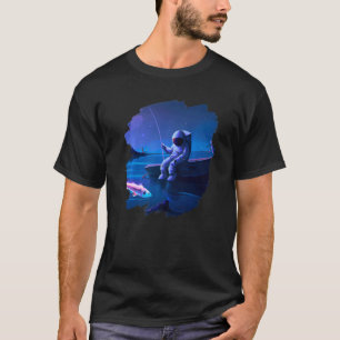 Astronaut Fishing Boat Space Ocean Lake Cool Fish T-Shirt