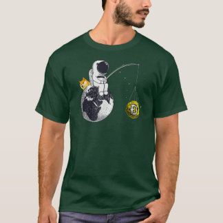 Astronaut Fishing Dogecoin Crypto Currency Moon Ho T-Shirt