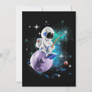 Astronaut Fishing In Outer Space Galaxy Invitation
