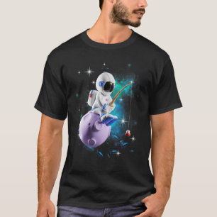 Astronaut Fishing In Outer Space Galaxy T-Shirt