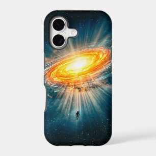 Astronaut Floating Golden Galaxy Space Sci-Fi