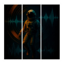 Astronaut Floating in Glitchwave Sound Art