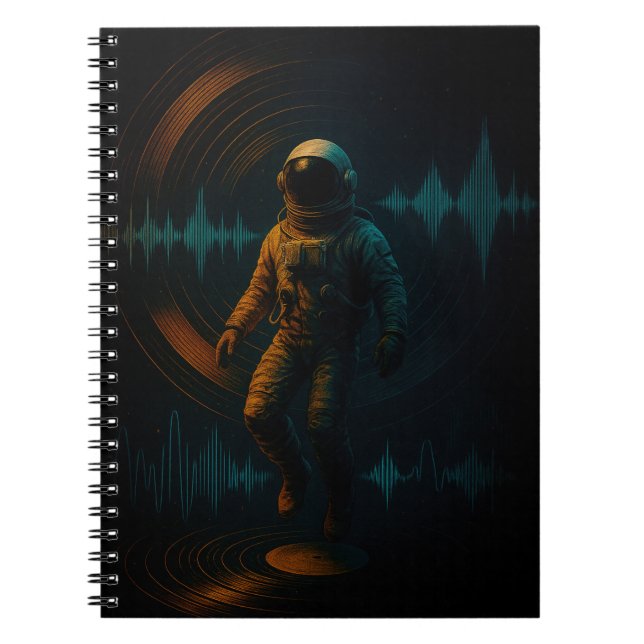 Astronaut Floating in Glitchwave Sound Art Notebook (Front)