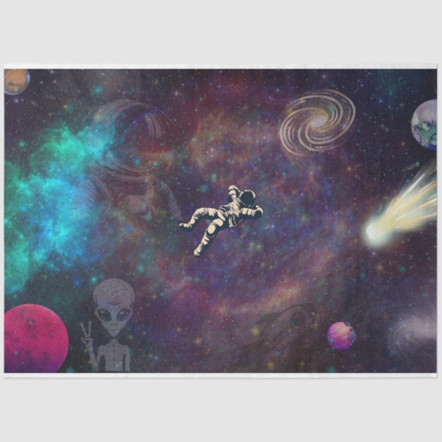 Astronaut Floating in Space Decoupage Paper (Front)