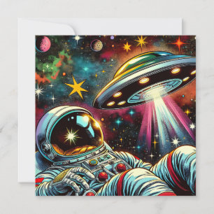 Astronaut Floating in Space with a UFO Ai Art