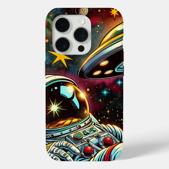 Astronaut Floating in Space with a UFO Ai  Art Case-Mate iPhone Case (Back)