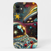 Astronaut Floating in Space with a UFO Ai  Art