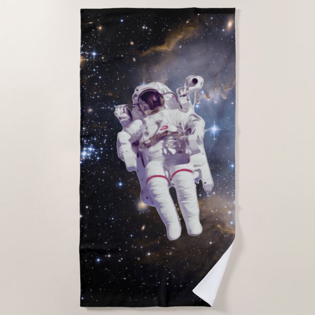 ASTRONAUT FLOATING IN STARRY SPACE BEACH TOWEL (Front)