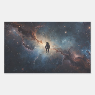 astronaut floating through the vastness of space rectangular sticker