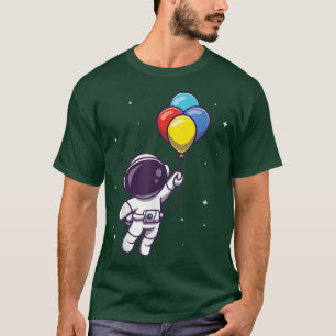 Astronaut floating with balloons cartoon T-Shirt
