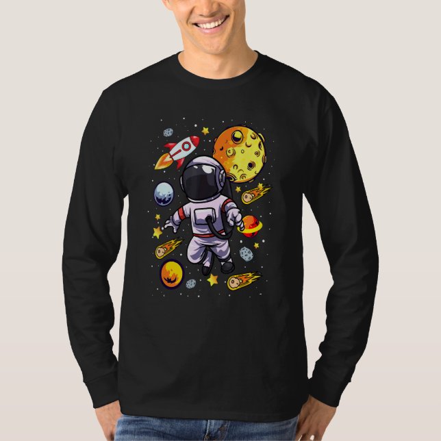 Astronaut Floats Alone Through Space   Lonely Spac T-Shirt (Front)