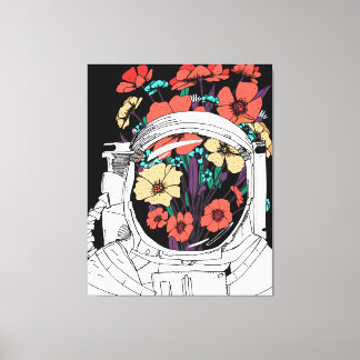 Astronaut Floral space art Canvas Print