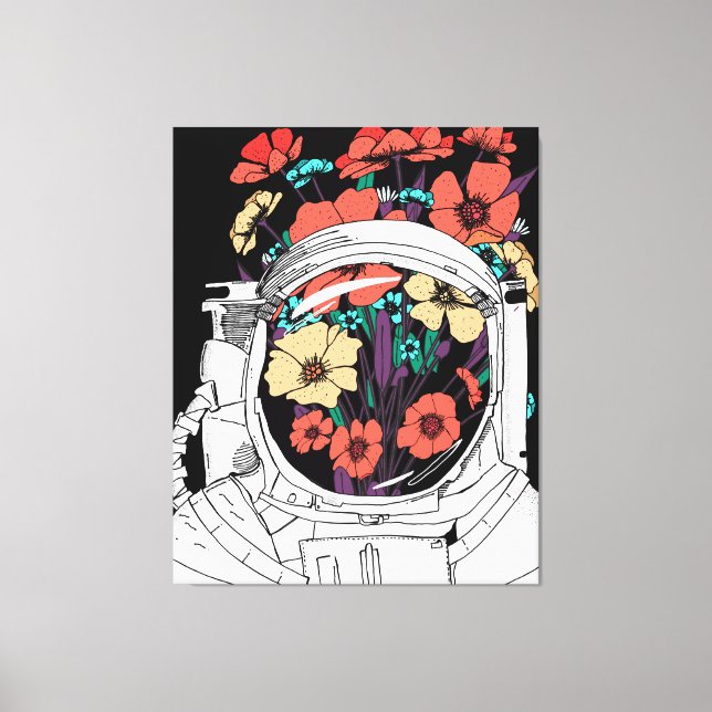 Astronaut Floral space art Canvas Print (Front)