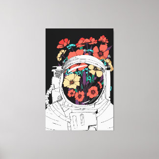 Astronaut Floral space art Canvas Print