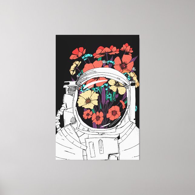 Astronaut Floral space art Canvas Print (Front)