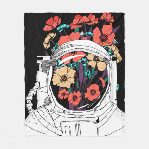 Astronaut Floral space art Fleece Blanket