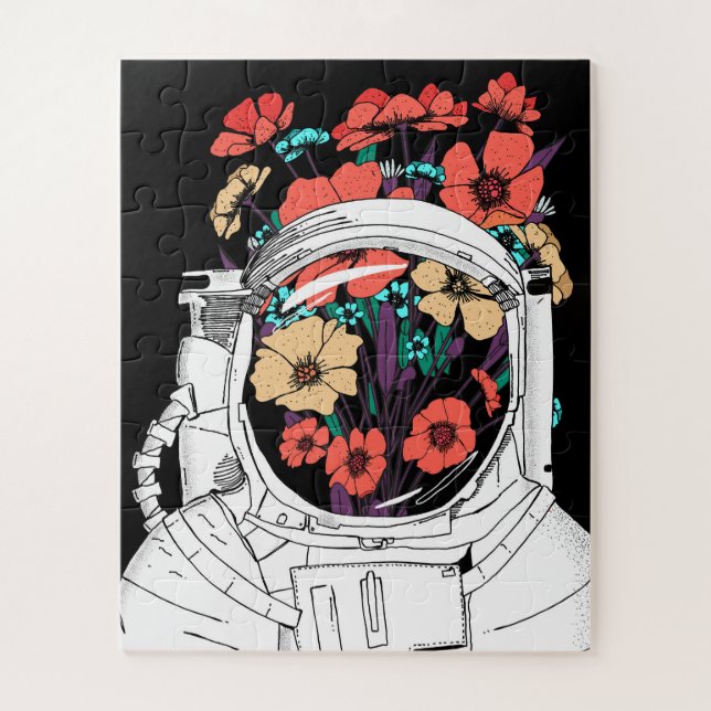 Astronaut Floral space art Jigsaw Puzzle (Vertical)