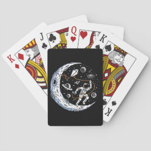 Astronaut Flying a Kite on the Moon Playing Cards