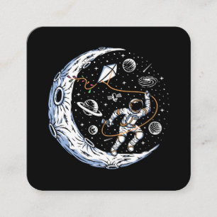 Astronaut Flying a Kite on the Moon Square Business Card