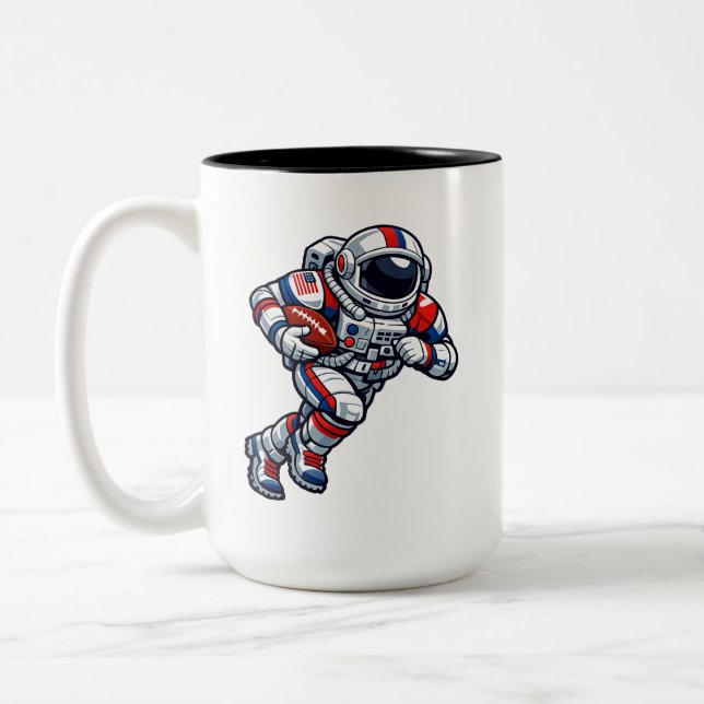 Astronaut Football Two-Tone Coffee Mug (Left)