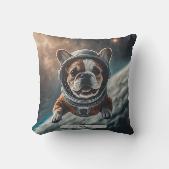 Astronaut French Bulldog Space Nursery  Cushion (Front)