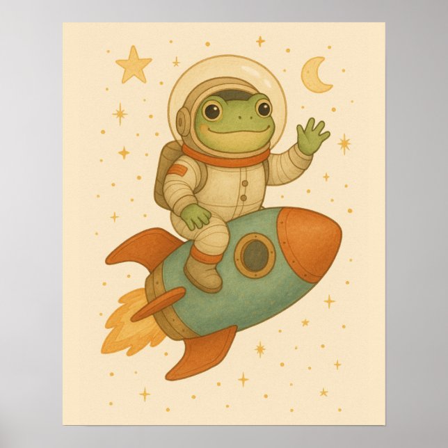 Astronaut Frog Rocket Ride Poster (Front)