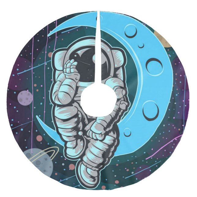 astronaut full colour brushed polyester tree skirt (Front)