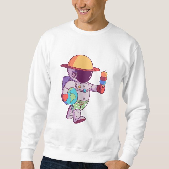 Astronaut , Funny Planets Outer Space Sweatshirt (Front)