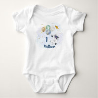 Astronaut Galaxy Blue Gold Space First Birthday