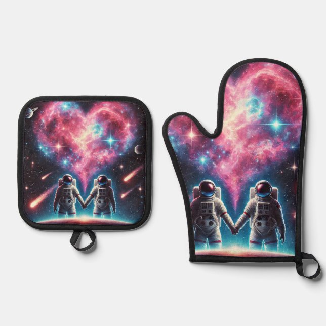 Astronaut Galaxy Oven Mitt Set (Front)