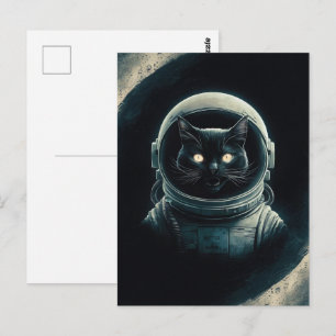 Astronaut Galaxy Planet Space Cat Kitten Kitty   Postcard