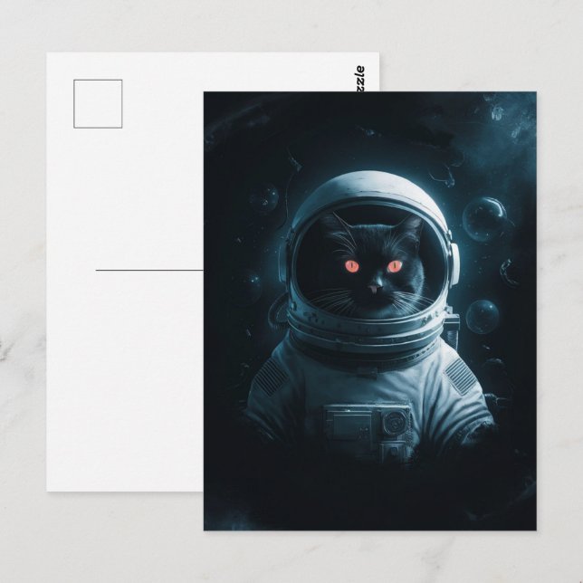 Astronaut Galaxy Planet Space Cat Kitten Kitty   Postcard (Front/Back)