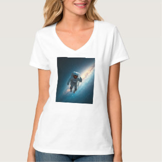 Astronaut Galaxy Women's V-Neck T-Shirt