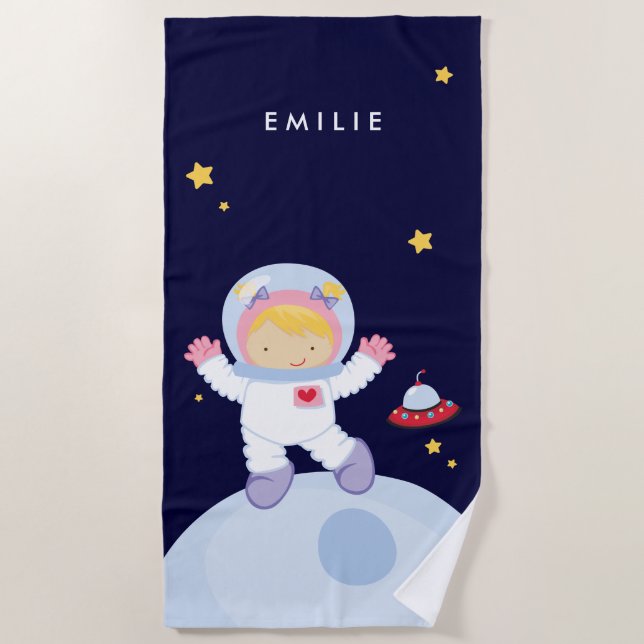 Astronaut Girl Beach Towel (Front)