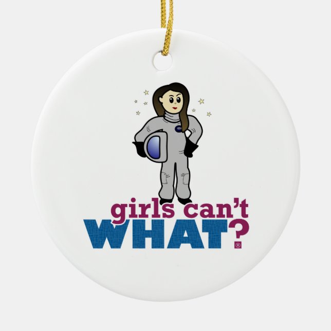Astronaut Girl Ceramic Tree Decoration (Front)