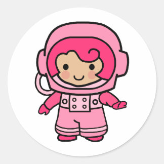 Astronaut Girl Classic Round Sticker
