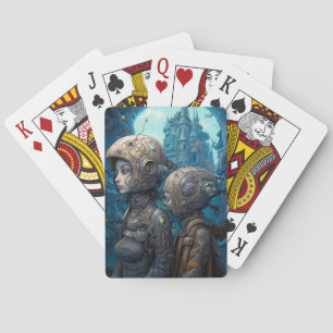 Astronaut Girls Surreal Science Fiction Playing Cards