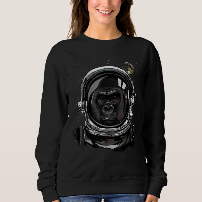 Astronaut Gorilla Face Outer Space Monkey Ape Anim Sweatshirt (Front)