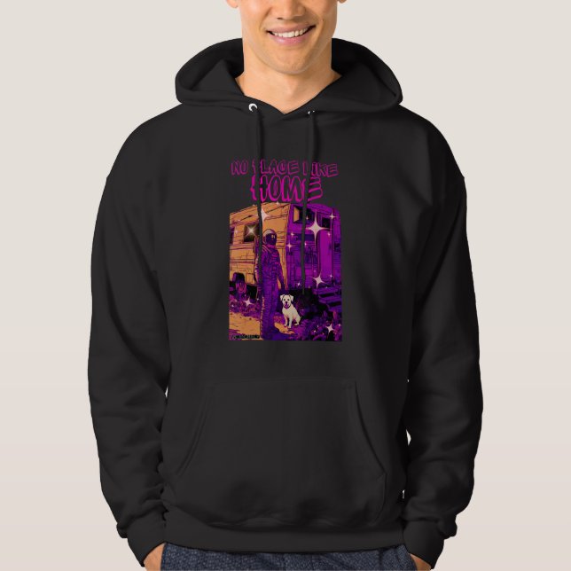 Astronaut Graphic With Dog  No Place Like Home Coo Hoodie (Front)