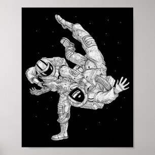 Astronaut Grappling Jiu-Jitsu Space Fighter Sci-Fi Poster