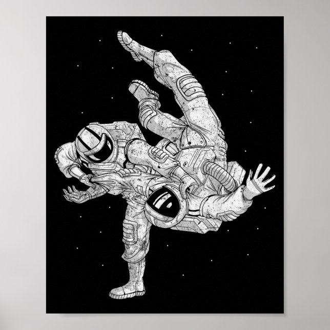 Astronaut Grappling Jiu-Jitsu Space Fighter Sci-Fi Poster (Front)