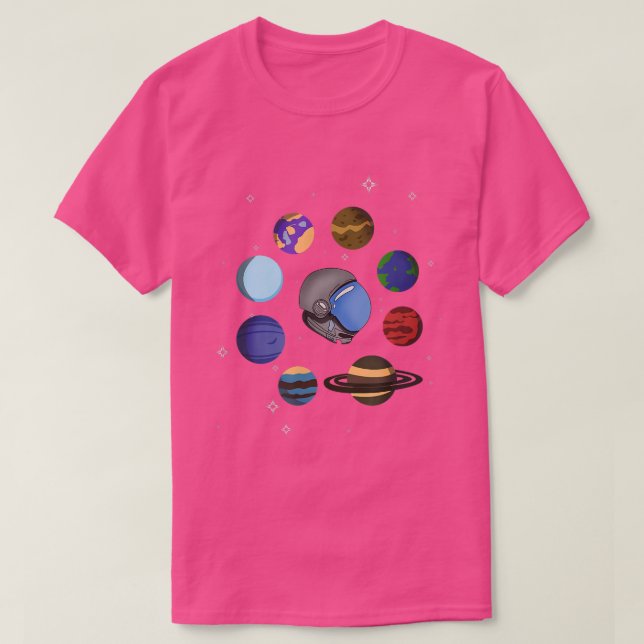 Astronaut Head Planets  T-Shirt (Design Front)