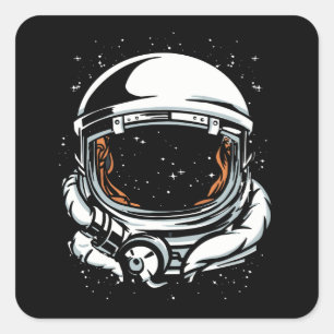 ASTRONAUT HELMET SPACE SQUARE STICKER