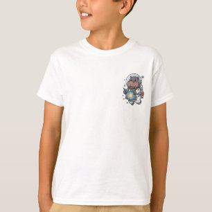 Astronaut Hippo Reading Star Map Kids T-Shirt