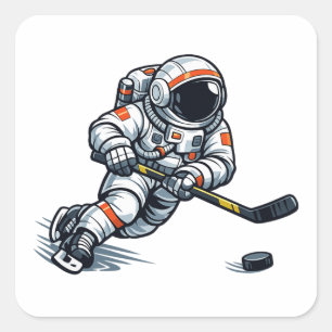 Astronaut Hockey Square Sticker