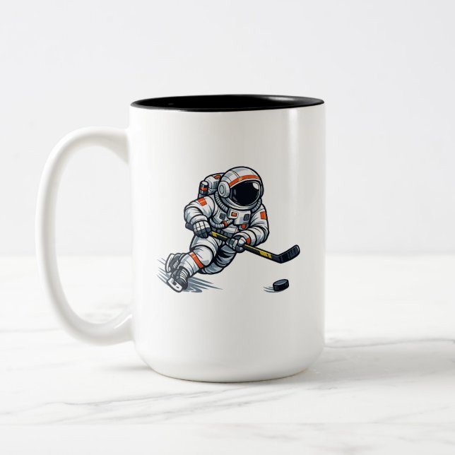 Astronaut Hockey Two-Tone Coffee Mug (Left)