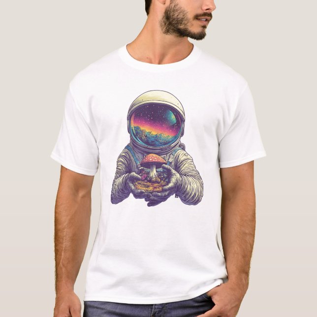 astronaut holding a mushroom T-Shirt (Front)