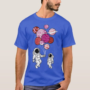 Astronaut Holding Lesbian Planet Balloons  T-Shirt