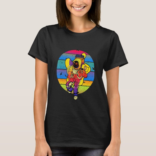 Astronaut Holding Lgbt Flag Intersex Proud Lgbt Su T-Shirt (Front)