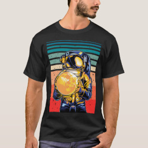 Astronaut holding Moon Retro Cosmic T-Shirt